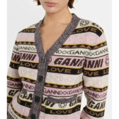 Ganni Logo Striped Wool-blend Cardigan 2 Ganni Logo Striped Wool-blend Cardigan -Ganni Shop unnamed file 100