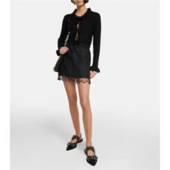 Ganni Beaded Alpaca And Wool-blend Cardigan