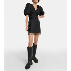 Ganni Jacquard-knit V-neck Blouse