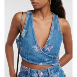 Ganni Embroidered Denim Crop Top 2 Ganni Embroidered Denim Crop Top -Ganni Shop unnamed file 176