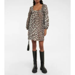 Ganni Jacquard Leopard-print Minidress
