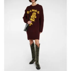 Ganni Embroidered Leather Cowboy Boots