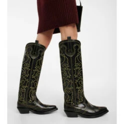 Ganni Embroidered Leather Cowboy Boots -Ganni Shop unnamed file 220
