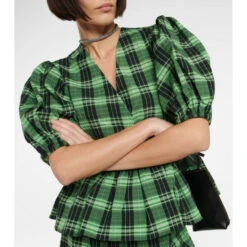 Ganni Checked Seersucker Wrap Blouse -Ganni Shop unnamed file 28