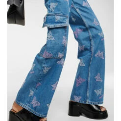 Ganni Embroidered Denim Cargo Pants -Ganni Shop unnamed file 281