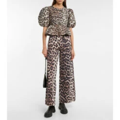 Ganni Leopard-print Wide-leg Jeans