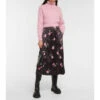 Ganni Floral A-line Satin Midi Skirt
