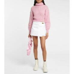 Ganni Cable-knit Turtleneck Mohair-blend Sweater