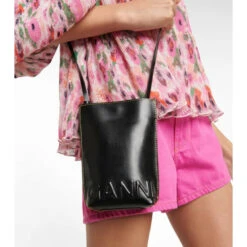 Ganni Banner Small Leather Crossbody Bag