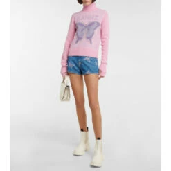 Ganni Logo Turtleneck Wool-blend Sweater