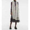 Ganni Logo Fringed Wool Scarf