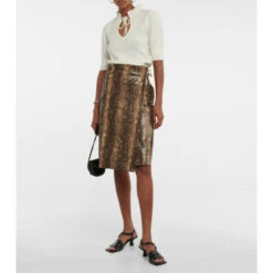 Ganni Snakeskin-print Midi Skirt