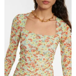 Ganni Floral-print Mesh Top -Ganni Shop unnamed file 514