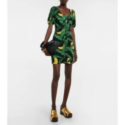 Ganni Printed Ruched Mini Dress