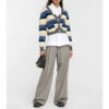 Ganni Striped Alpaca Wool-blend Cardigan
