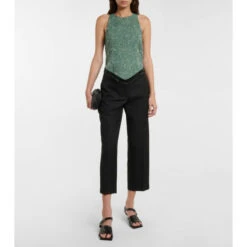 Ganni Embellished Jacquard Organza Top