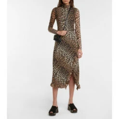 Ganni Leopard-print High-neck Top