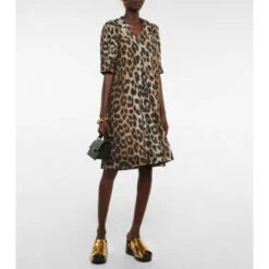 Ganni Leopard-print Midi Dress