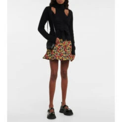 Ganni Cutout Wrap Wool-blend Top