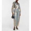 Ganni Metallic Cropped Denim Jacket