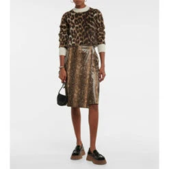 Ganni Leopard-print Wool-blend Sweater